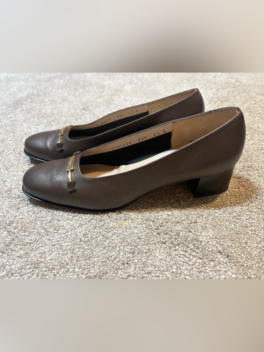 Salvatore Ferragamo Brown Leather Low Heel Loafers